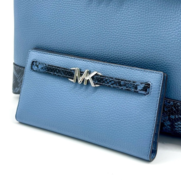 Michael Kors Large Reed Satchel Crossbody Bag & Matching Snap Wallet Denim - Picture 11 of 14